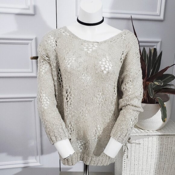 YDE Soft Non-itch Honeycomb Knit Boatneck Wool Blend Sweater - Picture 3 of 15